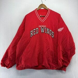 Vintage Detroit Red Wings Windbreaker Jacket Men's Large Reversible Embroidered